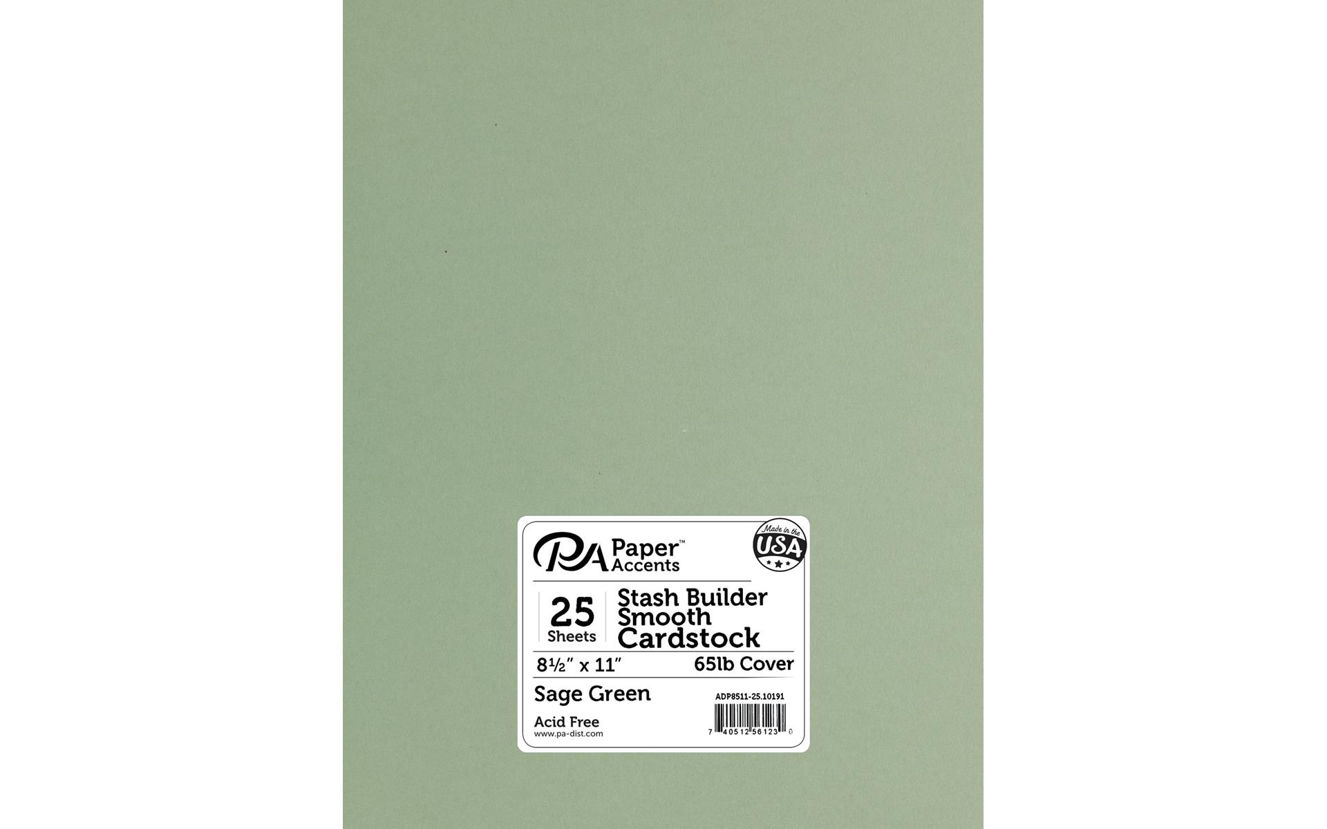 PA Paper Accents Stash Builder Cardstock Pack 8.5 x 11 Sage Green, 65lb  colored cardstock paper for card making, scrapbooking, printing, quilling